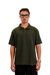 "Textured Polo" in Olive