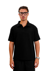 "Textured polo" in Black