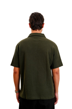 "Textured Polo" in Olive