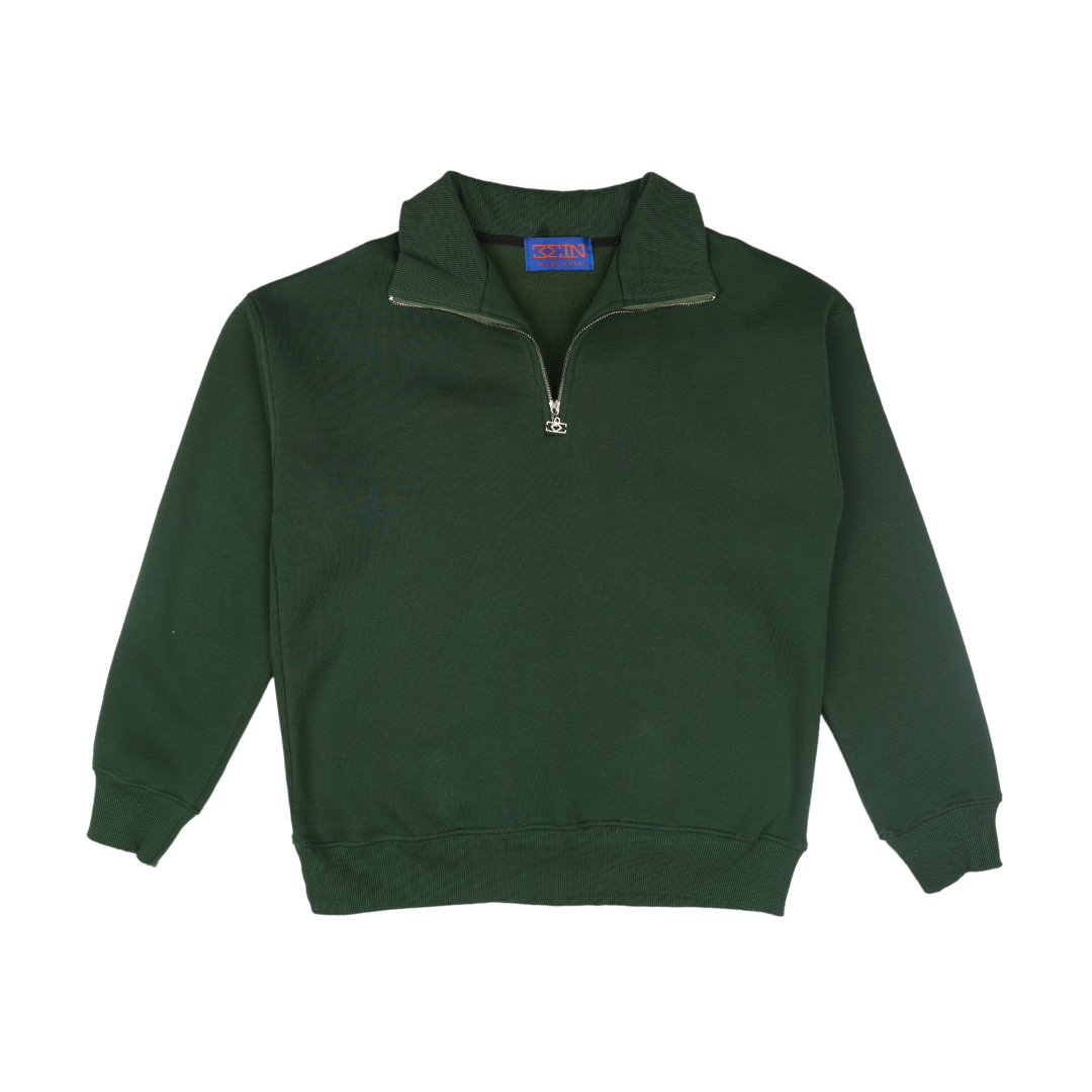 "QUARTER ZIPPER" IN DARK GREEN