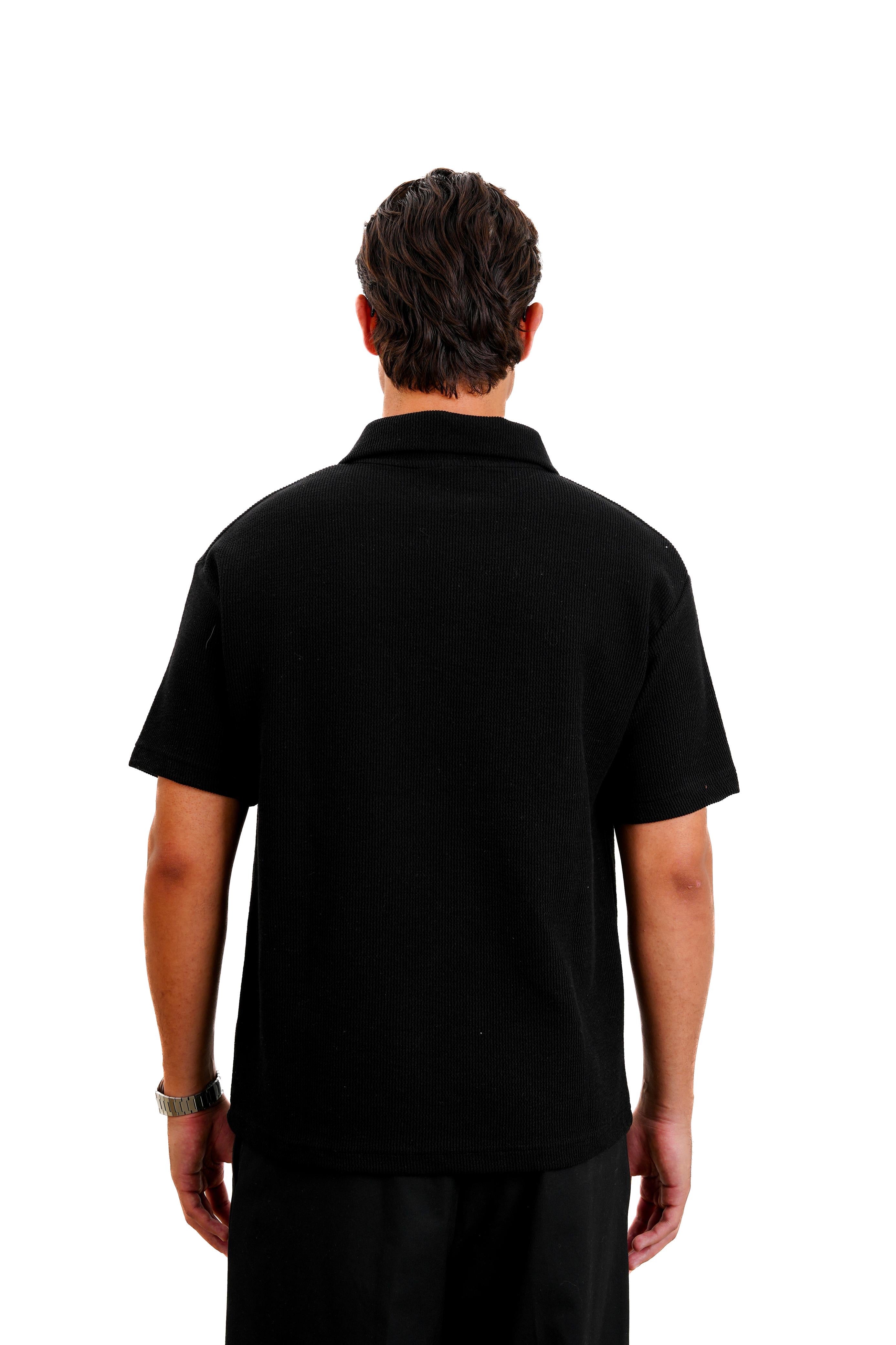"Textured polo" in Black