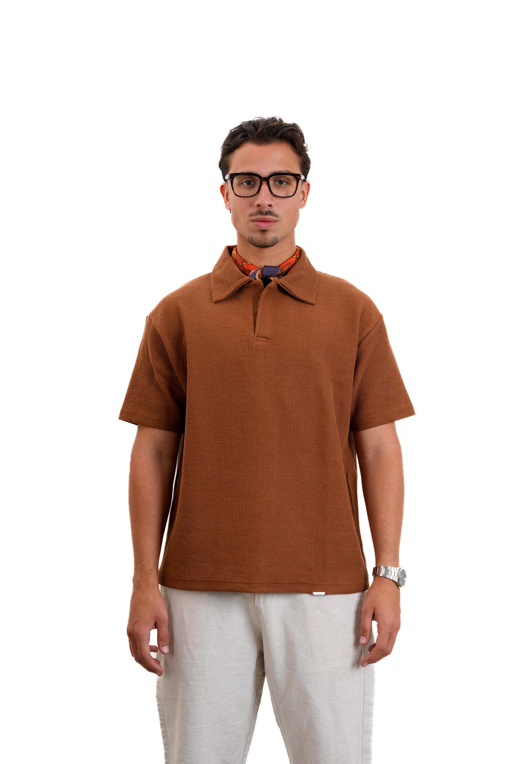 "Textured Polo" in Brown