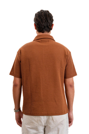 "Textured Polo" in Brown